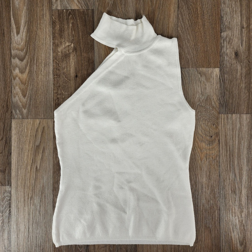 superdown White One Shoulder Mock Neck Sweater Top Women's XS